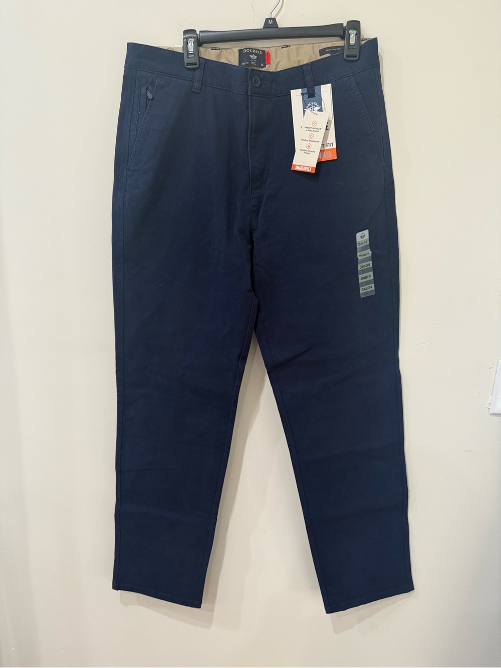 Dockers Men's Navy Chino Flexible Waistband Smart Series Pants New 34x34